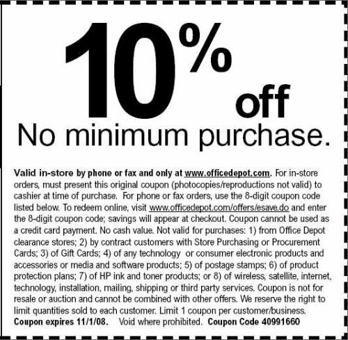 Office Depot Save 10% Off